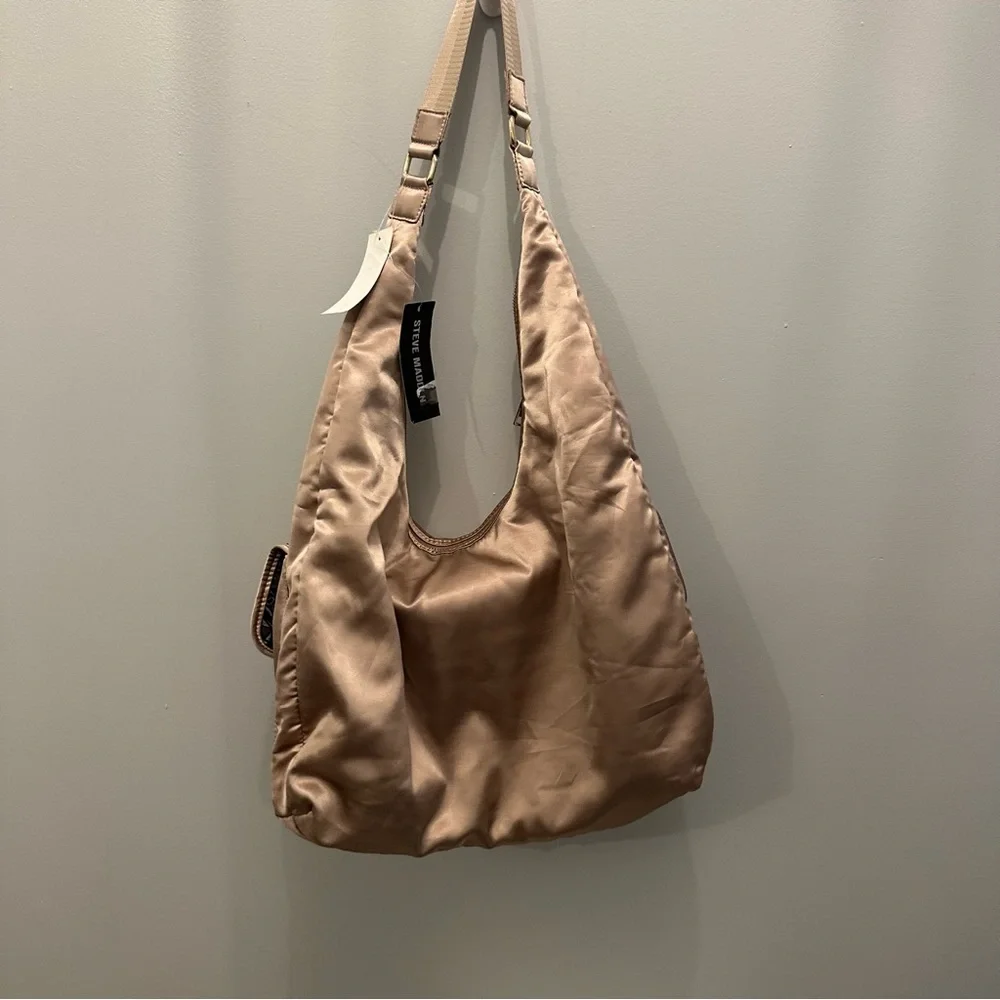 NWT Steve Madden Cole Satin Large Hobo Champagne